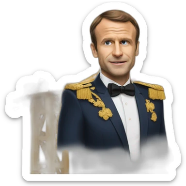 Macron qui fait des pompes sur le haut du golden bridge sticker