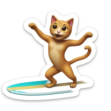 Cat dancing on a surfboard sticker