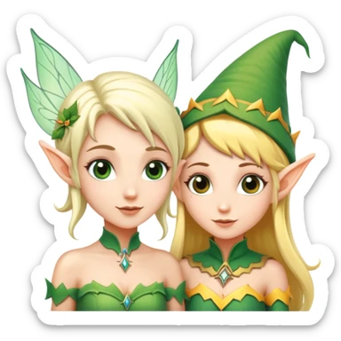 a fairy and elf together sticker