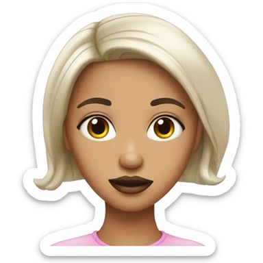 Black haired girl with big Botox lips  sticker