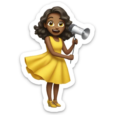 a girl singing in a yellow dress sticker