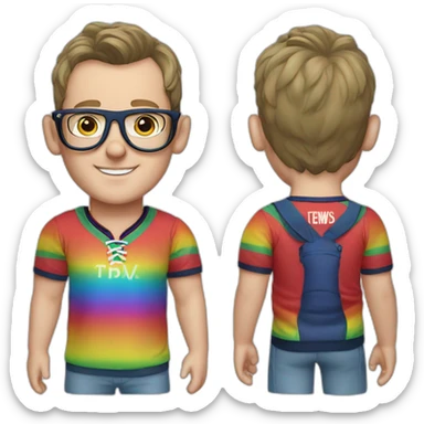 Jonathan Toews wearing glasses and rainbow clothes sticker