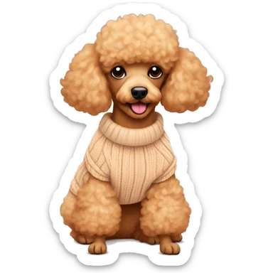 Apricot poodle wearing a sweater sticker