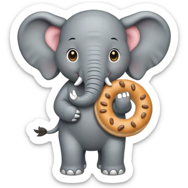 elephant holding bagel sticker