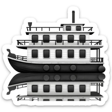 Simple black and white houseboat sticker