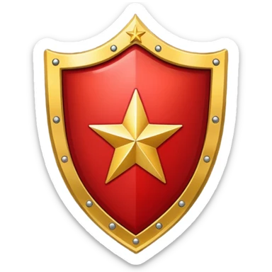 Crimson red shield with star sticker