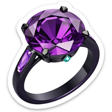 Black ring with dark purple diamond sticker