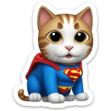 Cat with the superman suit sticker