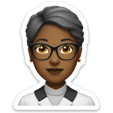 black woman teacher with glasses sticker