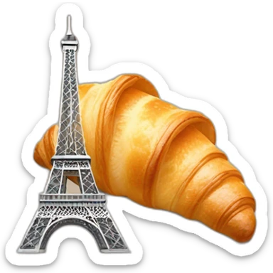 croissant, Eiffel Tower, steam sticker