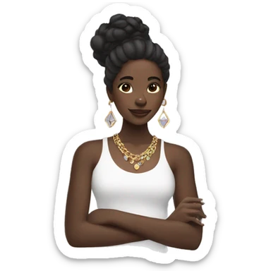 Black girl doing skincare with jewelry  sticker