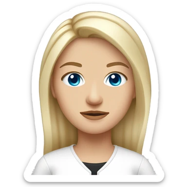 An adult slavic girl with blue eyes, fair skin, straight streaked hair, blonde, arrows on her eyes, dressed in a white T-shirt and a black jacket. sticker