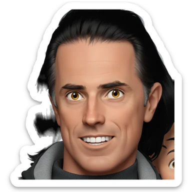 smiling boy portrait with black hair sticker