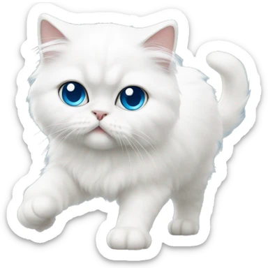 White persian cat whit blue eyes kitten walking  sticker