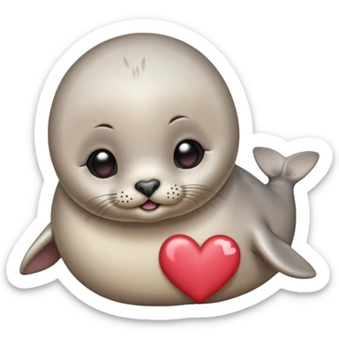 Baby seal blushing heart eyes sticker