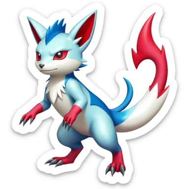 Cool Shiny Colorful Digimon-Sneasel-Zangoose-hybrid full body sticker