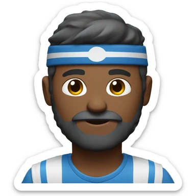 um homem adulto de camisa azul com barba cinza e pele branca e ele está sorrindo sticker