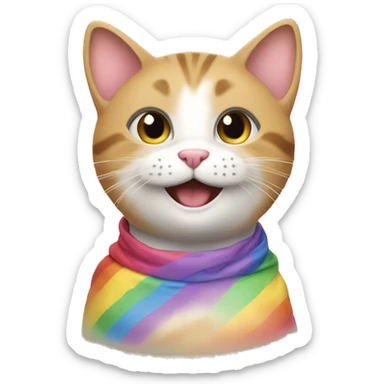 happy gay cat on a shopping spree sticker