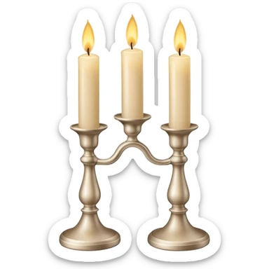 two pale beige candles in candlesticks sticker