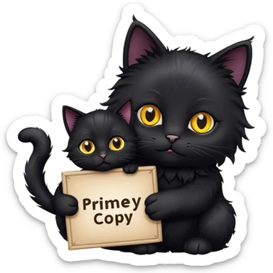 Black Cat holding a sign with the inscription "PrimeCopy" sticker