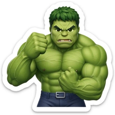big muscular green cool hulks fist with  4 fingers sticker
