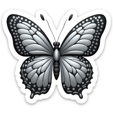 butterfly black and silver sticker