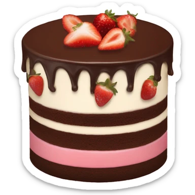 Chocolate Cake With Vanilla and Strawberry Frosting with face sticker