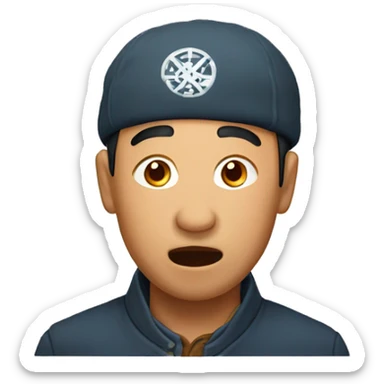 Kyrgyz man have a surprised sticker