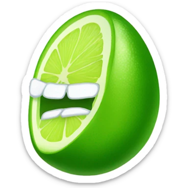 Green juicy lips with a lime in the mouth sticker
