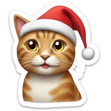 Cat with Christmas hat sticker