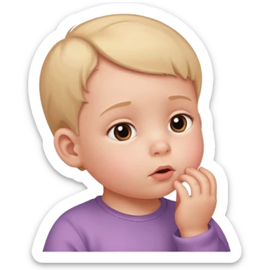 a baby in profile, head upwards, thinking sticker