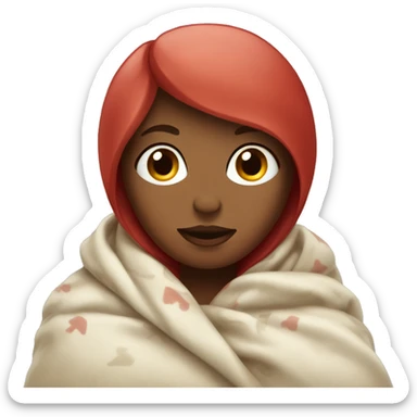 Woman with cherry hair in a blanket sticker