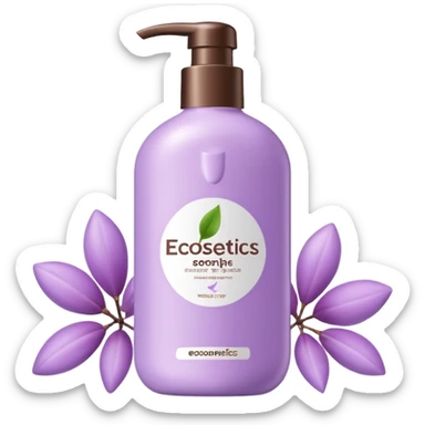 a lilac-colored shampoo with the ecosmetics brand logo sticker