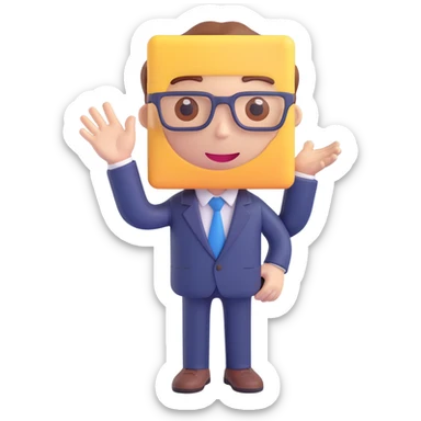office worker presenting a chart, 3d emoji style sticker