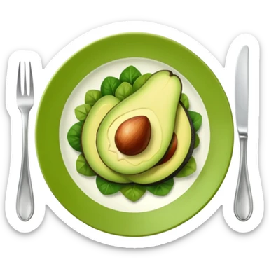 A stylized salad plate in greens or avocado with the hashtag #VogueBody. sticker