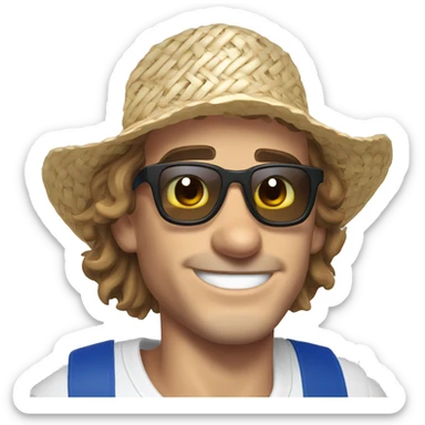 Antoine Griezmann face smiling wearing a white shirt, a straw hat and sunglasses  sticker