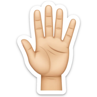 hand emoji, 4 fingers up, thumb folded to palm sticker