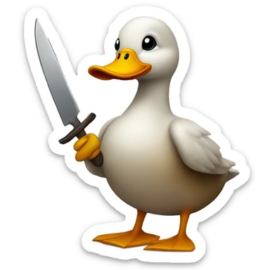 Duck holding knife  sticker