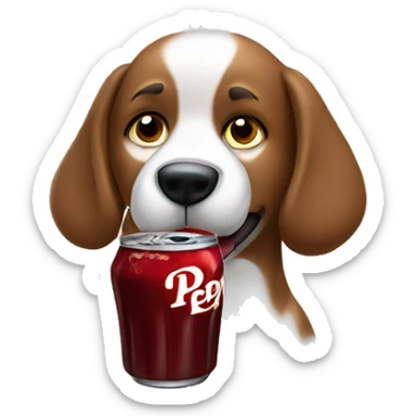 Dog drinking Dr Pepper sticker