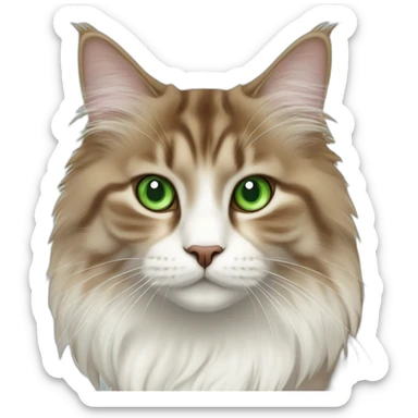 Brown amd white Siberian cat with green eyes sticker