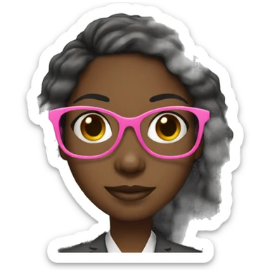 Black Girl teacher with pink glasses sticker