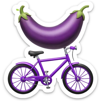 A eggplant on a bike with legs pedaling  sticker