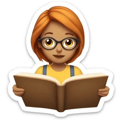 read haired girl reading sticker