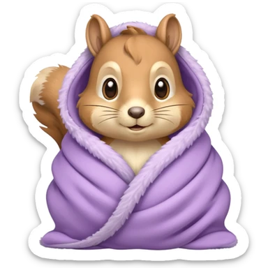 squirrel in pale purple blanket  sticker