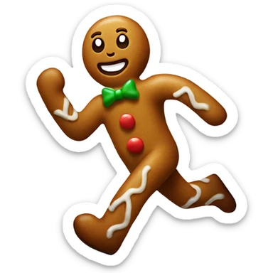 gingerbread man running from getting cooked sticker