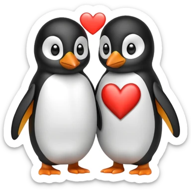 Penguin passing their heart  sticker