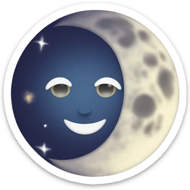 Moon astrology symbol with cute face sticker