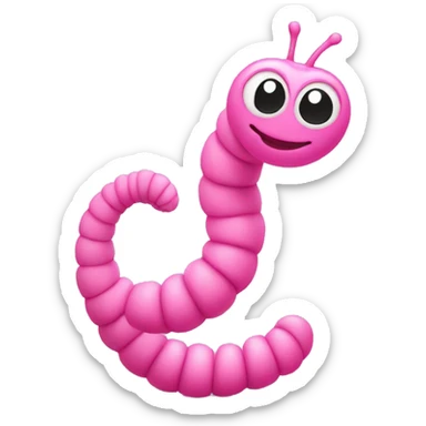pink worm with pink hearts sticker