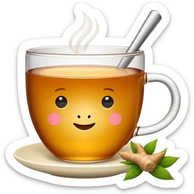 simple cup of tea with ginger root sticker