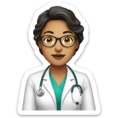 Latina doctor with white coat and glasses sticker